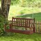 Wooden Outdoor Porch Swing with Slatted Backrest and Ergonomic Curved Seat